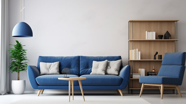 sofas and stylish furniture in a cozy living room, generativa IA