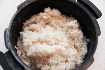 rice, raw and cooked grains, spices, and ingredients, capturing the essence of diverse flavors
