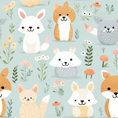 Baby Animals in Spring Pattern