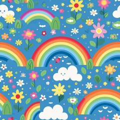 Fototapeta na wymiar Spring Showers and Rainbows Patterns