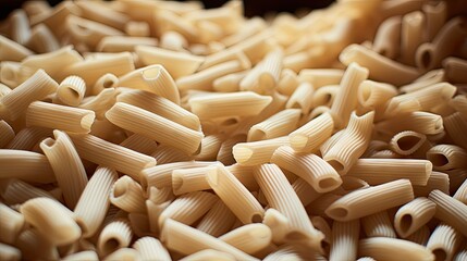  a pile of uncooked pasta sitting on top of a wooden table next to another pile of uncooked pasta.  generative ai
