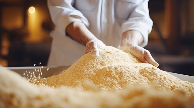 man with flour in the kitchen