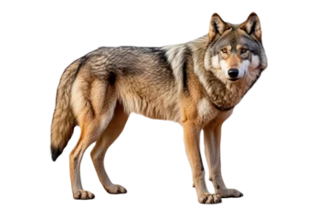 Foto auf Alu-Dibond Wolf isolated on a transparent background right side portrait. Studio animal photography. © Laser Eagle