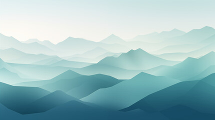 Fototapeta na wymiar Background with geometric mountains, in the style of minimalist landscapes, cool blues and greens, wide panoramic view