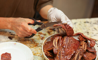 Korean barbecue meat on grill with colorful veggies, a feast of flavors and textures