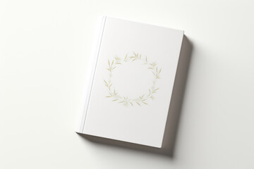 Nature Emblem, Book Cover with Wreath Design Mockup on white background