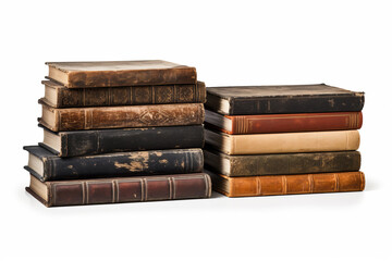 Decorative vintage books on a white background