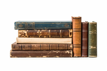 Old books on a white background: rarities for collectors - obrazy, fototapety, plakaty