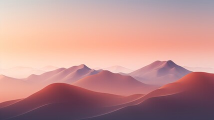  a view of a mountain range with a pink sky in the background and a pink sky in the foreground.  generative ai