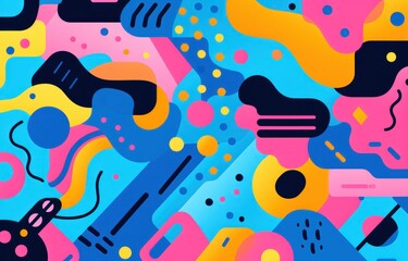 Vibrant abstract design with playful shapes and colors creating a dynamic pattern
