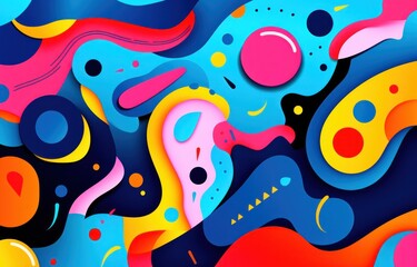 This image showcases an abstract, modern pattern filled with wavy shapes and colorful elements