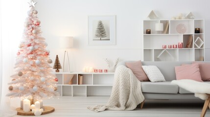 Modern living room with christmas decoration
