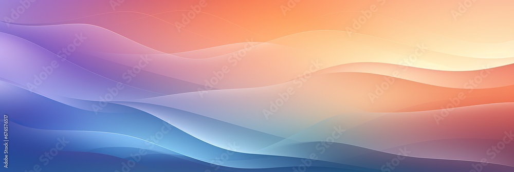 Poster panoramic soft abstract background with blue rose gradient waves