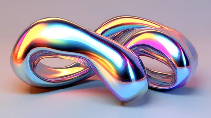 Tuinposter futuristic abstract liquid metal shape with chromatic effect,Generative AI © sv3d