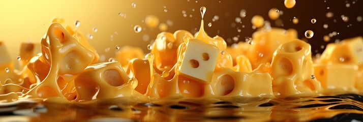 Melted fatty yellow cheese, banner
