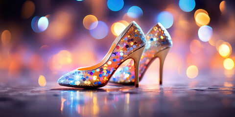 Twinkling bokeh lights meet chic heels