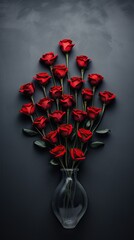 Happy Valentine's. An elegant display of red roses. Vertical orientation. 