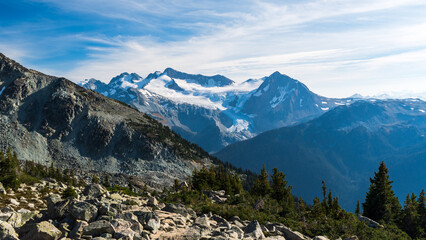 Fototapeta premium Beautiful views of Whistler and Garibaldi Provincial Park Mountains, British Columbia, Canada