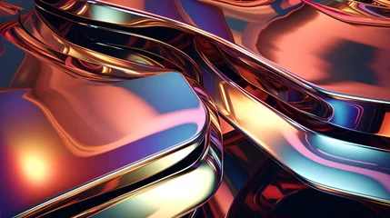 Fotobehang futuristic abstract liquid metal shape with chromatic effect,Generative AI © sv3d