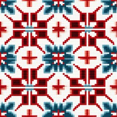 Obraz premium Scandinavian Cross-Stitch Motifs Pattern