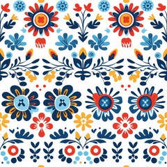 Scandinavian Folk Art Tiles Pattern