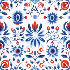 Scandinavian Folk Art Tiles Pattern