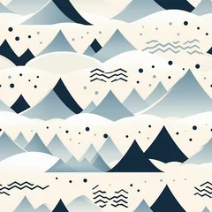 Fototapete Berge Simplistic Nordic Mountains Pattern