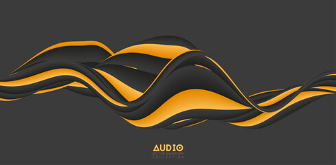 Sound wave visualiztion. 3D solid waveform. Voice sample pattern.