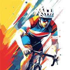 Cyclist racing vector ilustration