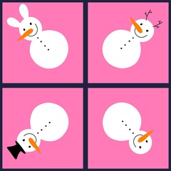 Cartoon winter ice seamless snowman and snowflakes pattern for Christmas packaging and new year