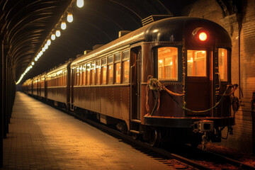Fototapeta premium An antique subway train, its vintage charm evident in the design reminiscent of the early 20th century