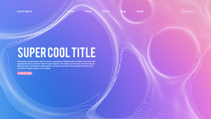 Landing page abstract design with dynamic line bubbles . Template for website or app. - obrazy, fototapety, plakaty