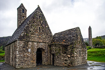 St. Kevin's Church and tower of Glendalough Monastery, Wicklow, Ireland