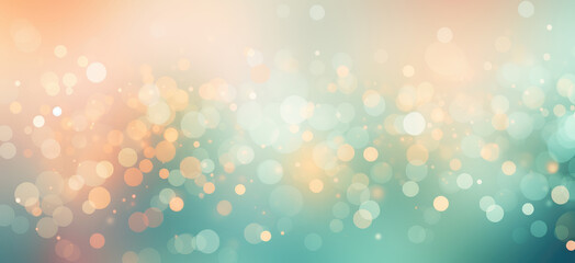 Abstract blur bokeh background. Blurred mint green, peach orange and white silver colors bokeh background