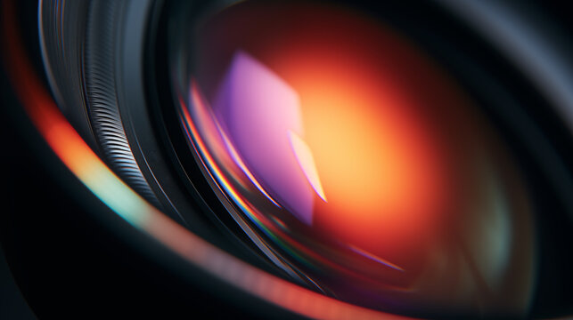 Photo video camera lens in closeup macro