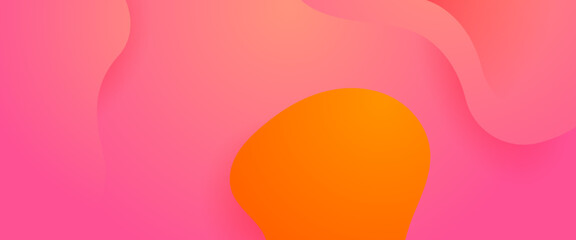 Pink and orange vector simple banner with abstract shapes