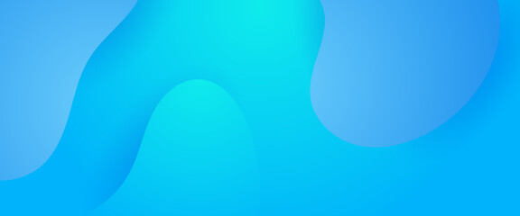 Blue vector simple minimalist style banner design with waves and liquid