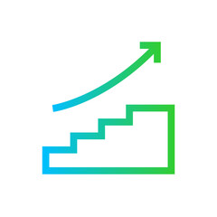 Grow action plan icon with blue and green gradient outline style. growth, concept, business, success, growing, grow, finance. Vector Illustration