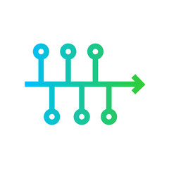 Timeline action plan icon with blue and green gradient outline style. timeline, presentation, line, business, template, diagram, time. Vector Illustration