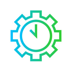 Time management action plan icon with blue and green gradient outline style. time, management, business, clock, watch, deadline, digital. Vector Illustration