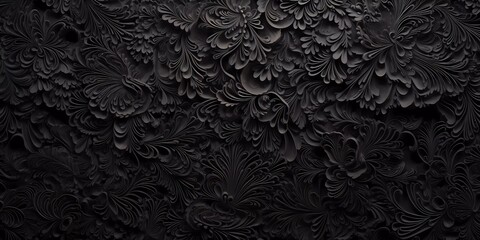 An Abstract textured embossed dark pattern. Wavy pattern with black colors - obrazy, fototapety, plakaty