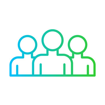 Crew event planning icon with blue and green gradient outline style. work, crew, man, professional, people, uniform, team. Vector Illustration