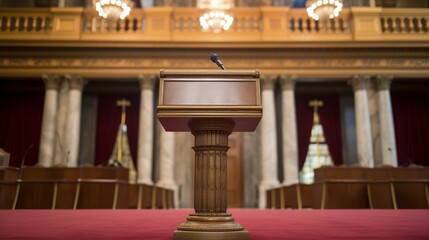 The presidential lectern, a room for political speeches