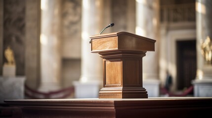 Wooden podium for political speech, presidential election