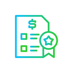 Benefit planning action plan icon with blue and green gradient outline style. business, plan, benefit, management, investment, money, financial. Vector Illustration
