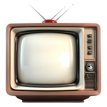 Vintage Old TV Isolated on Transparent Background