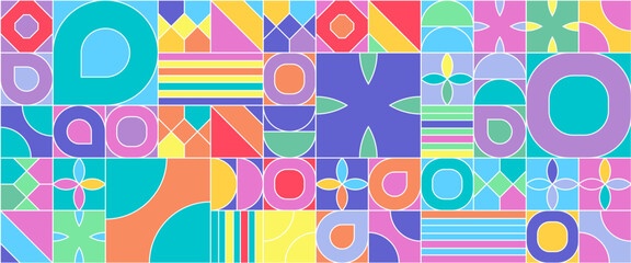 Vector flat design colorful colourful geometric mosaic banners