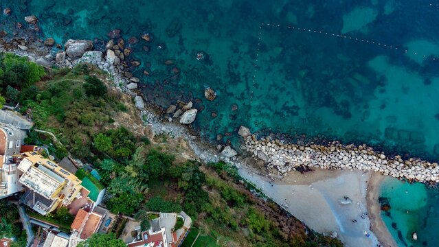 Bird's eye view of a beautiful shoreline found in Capri, Italy
