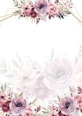 Pink white and purple violet modern trendy vector design frame. Background fall boho template