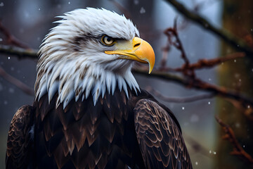 Obraz premium Eagle face portrait on dark background